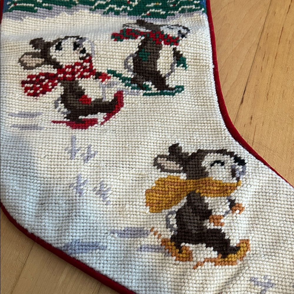 Lands' End Red 3 Bunnies Holiday Stocking - Picture 4 of 5